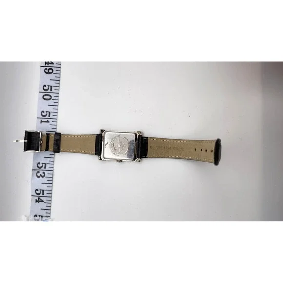Emporio Armani Tank Watch Mens Black Dial Leather Strap Quartz Classic AR0209